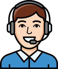 Obraz premium Customer Service Representative Answering Calls at Office Desk with Headset in Modern Workplace Environment, Front View, Communication Concept