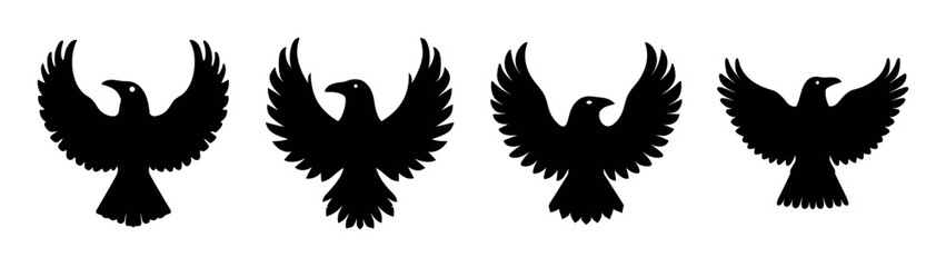 Silhouette phoenix bird vector art illustration flying phoenix mythical bird design graphic phoenix set art