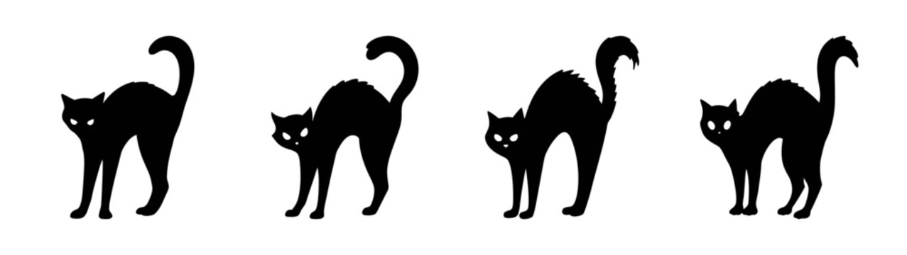 Black cat silhouette vector illustration for halloween spooky october scary holiday design art