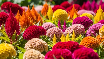 Vibrant colorful flowers in full bloom.