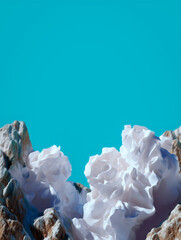 Surreal Abstract Landscape with Cloudlike Mountains, Dreamlike Nature Concept and Minimal Environment Design
