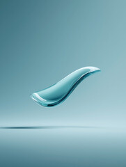 Abstract Floating Glass Shape in Minimal Scene, Futuristic Design Object and Modern Technology Concept Background