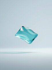 Abstract Floating Glass Shape in Minimal Scene, Futuristic Design Object and Modern Technology Concept Background