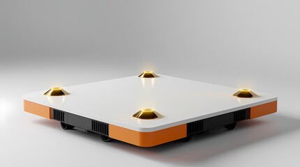 Sleek white robotic platform with golden sensor eyes 2026