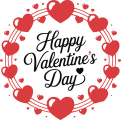 Valentine s day greeting card with red hearts and circle design element