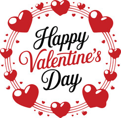 Happy valentines day greeting card with hearts isolated on white background