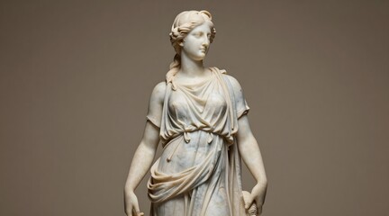 Fototapeta premium Marble statue of a woman with draped clothing and braided hair