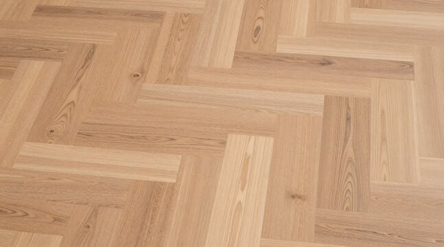 Close up of a natural wood floor parquet herringbone pattern design texture