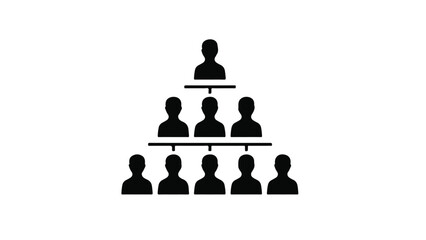 Organizational chart with leader and team members in hierarchical structure for business management and communication concept