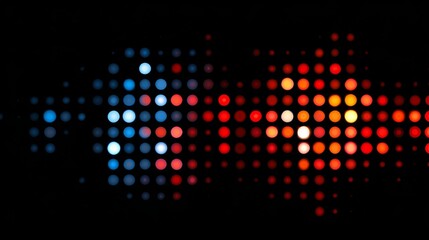 Abstract colorful light dots with blue, red, and orange hues creating a vibrant visual pattern on a black background for artistic and modern designs