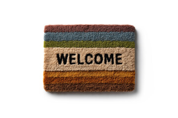 Doormat with the word welcome - isolated on a white background