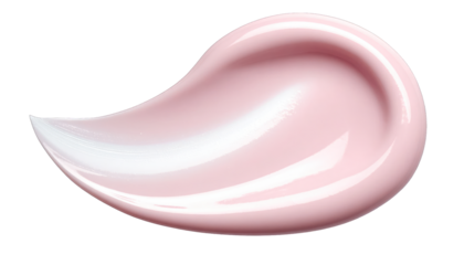 Close-up of a swirl of light pink, glossy cream against a black background