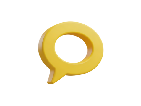 Yellow speech bubble icon isolated on transparent background - Powered by Adobe