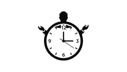 Silhouette of stressed person holding clock, symbolizing time management and urgency in modern lifestyle