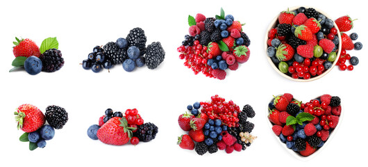 Mix of fresh berries isolated on white, collection © New Africa