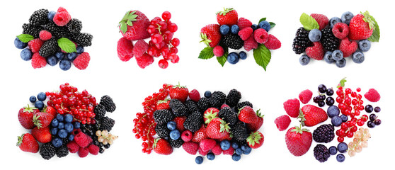 Mix of fresh berries isolated on white, collection © New Africa