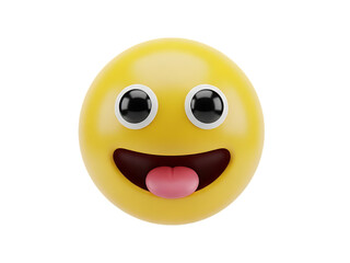 Fototapeta premium 3d smiley face with tongue out isolated on transparent background