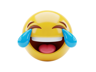 Laughing emoji face isolated on transparent background