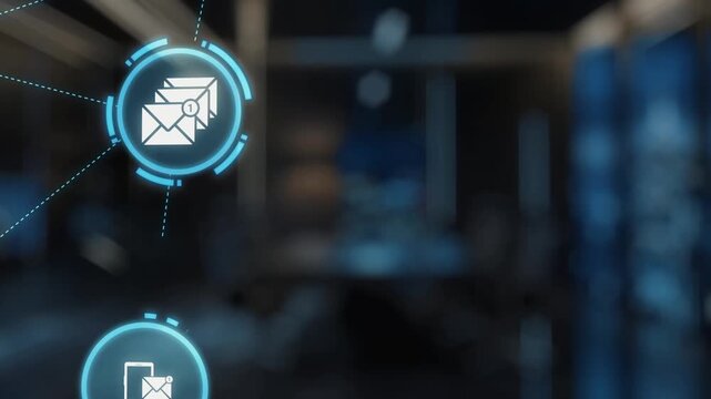 Email icons show digital communication, email service, and inbox management. Email supports online messaging, email notification, and secure exchange. Gist