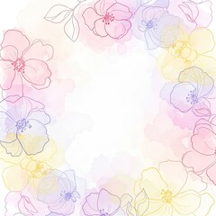 Vibrant floral border with colorful flowers and leaves design