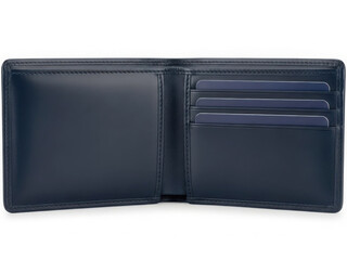 Open leather wallet with card slots