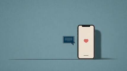 Smartphone mock up with heart message for anxiety support hotline concept