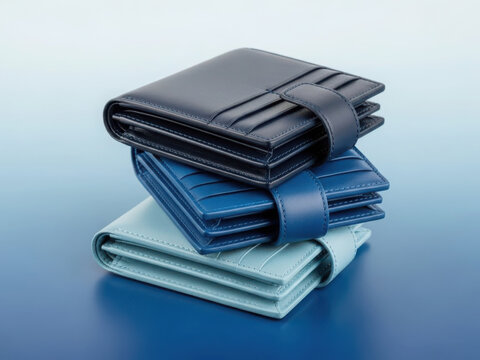 Stack of leather wallets in various colors