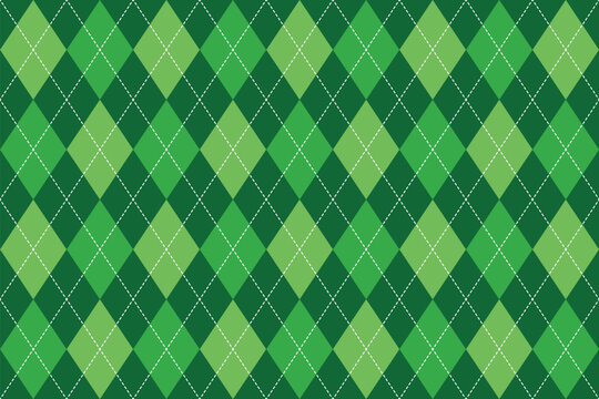 Argyle pattern seamless background in emerald and light green for eco branding and home decor textiles