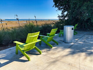Adirondack Chairs Overlooking Marsh at Bruce Beach Park