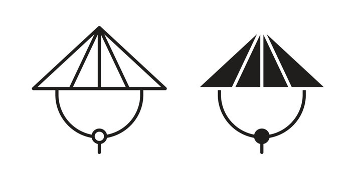 Bamboo hat icons on white background. EPS 10. Editable linear style stroke. Vector icon