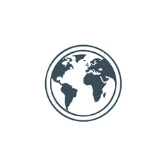 Fototapeta premium Simplified Earth Globe Symbol with Continental Landmasses and Circled Border for Global Connectivity Representation