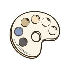 Fototapeta premium Artist's palette illustration featuring circular depressions filled with various neutral paint colors