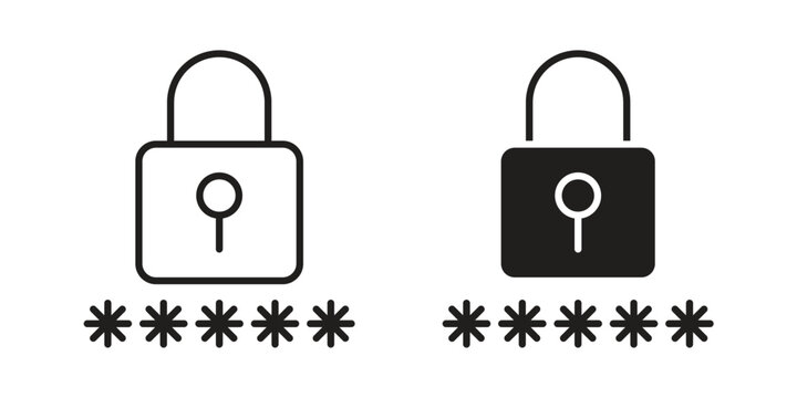 Code lock icons on white background. EPS 10. Editable linear style stroke. Vector icon