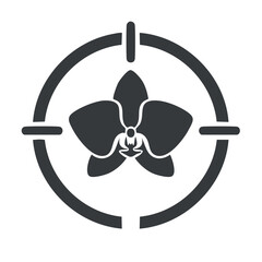 Orchid Bloom Icon in Circular Frame - Botanical Element with Floral Symbolism for Design and Illustration