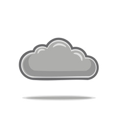 Single cartoon cloud isolated on white, weather forecast icon, weather element graphic
