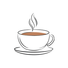 Steaming Cup Coffee Hand Drawn Line Art Cafe Drink Hot Beverage Minimalist