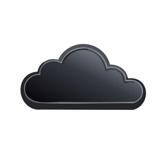 Shiny Black Cloud Icon Representing Data, Cloud Computing, or Weather Forecast Symbol Illustration