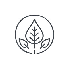 Organic Leaf Icon Design Fresh Natural Logo Simple Leaflet Symbol Circle
