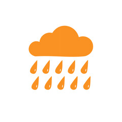 Orange Cloud and Raindrops Weather Icon Simple Hand Drawn Vector Illustration