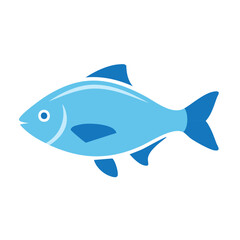 Illustration of a Blue Fish with Fins Swimming Symbolizing Marine Life and Aquatic Animals