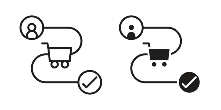 Customer journey icons on white background. EPS 10. Editable linear style stroke. Vector icon