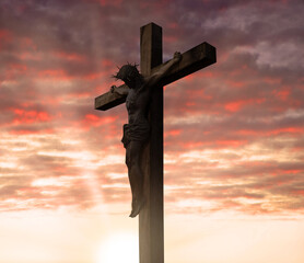 Crucified Christ hangs on the cross