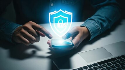 Protecting personal data and privacy on a smartphone with advanced digital security features motion animated video 4k. - Powered by Adobe