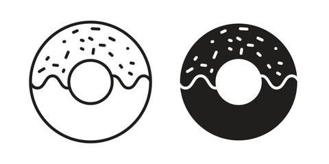 Doughnut icons on white background. EPS 10. Editable linear style stroke. Vector icon