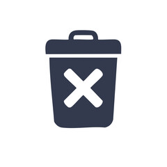 Trash can icon with a large 'X' marking deletion or removal concept