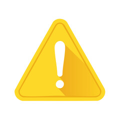 Bright Yellow Triangle Warning Sign with Exclamation Point Icon Alert Symbol Isolated on a White Background