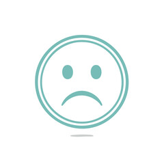 Sad face emoticon in a circle, expressive digital icon, upset emotion symbol