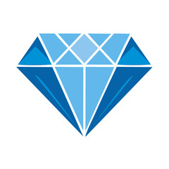 Sparkling Blue Diamond Illustration Exquisite Gemstone Icon Precious Jewel Isolated on White