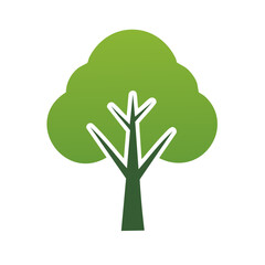 Isolated tree graphic with leafy foliage and a prominent trunk symbol, nature illustration, natural element