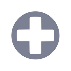 Fototapeta premium Plus Sign Symbol Inside Circle. Gray and White Icon for Medical and Health Topics for Website